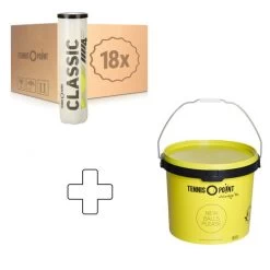 Classic Tennisball 18x 4 Ball Tube In A Box, Plus Ball Bucket